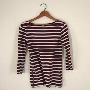 Boatneck stripe shirt with zippers @hip
